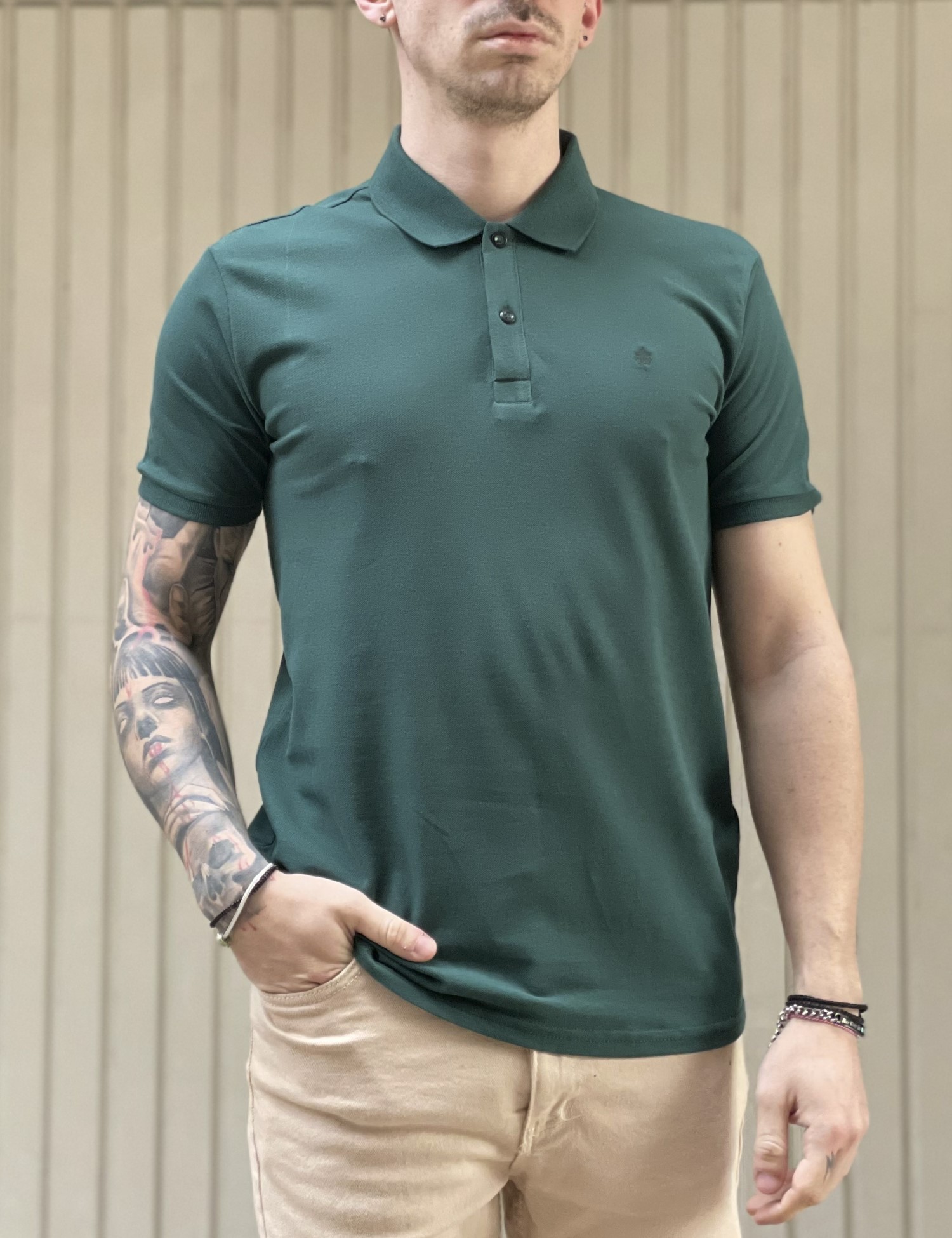 – Ανδρικη πρασινη βαμβακερη κοντομανικη μπλουζα Polo 4331L